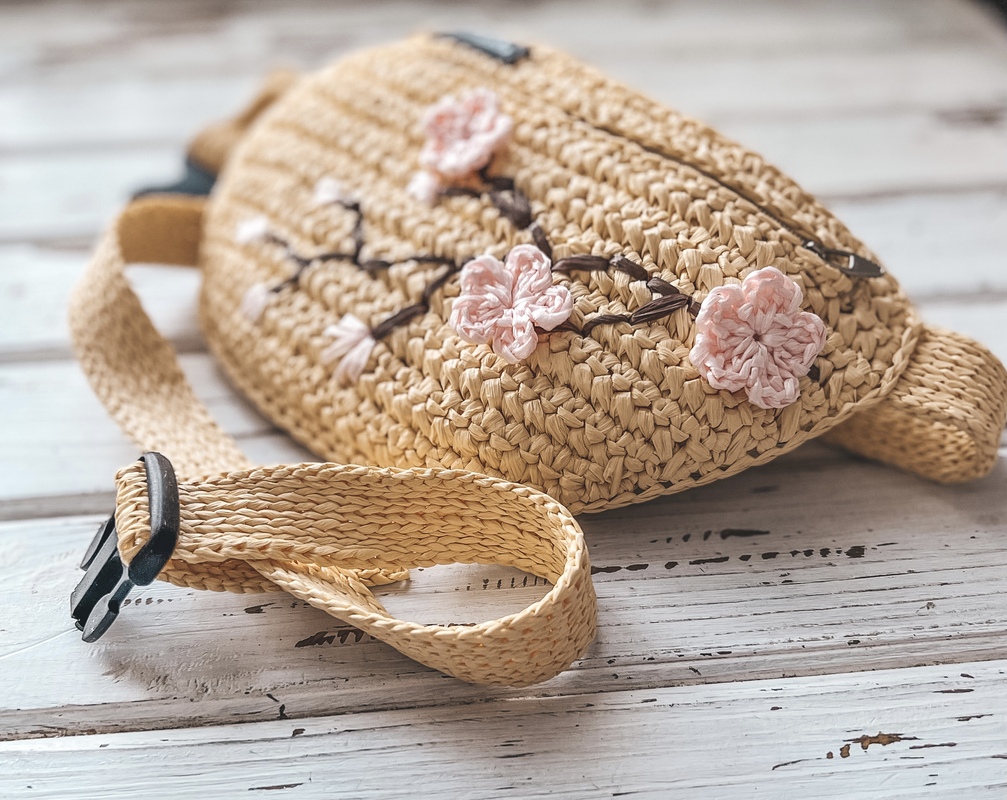 Crochet Pattern Fanny Pack With Raffia PDF Digital And Video Tutorial