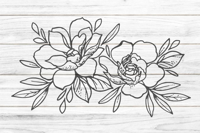 Zwei Blumen SVG DXF FCM Plotterdatei