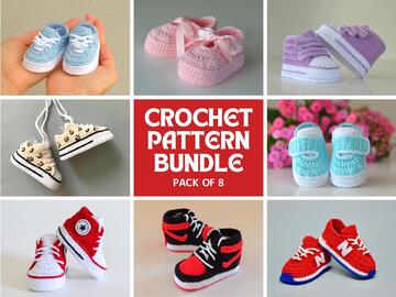 Crochet Pattern Baby Booties High Top Baby Sneakers Sizes Newborn Gift