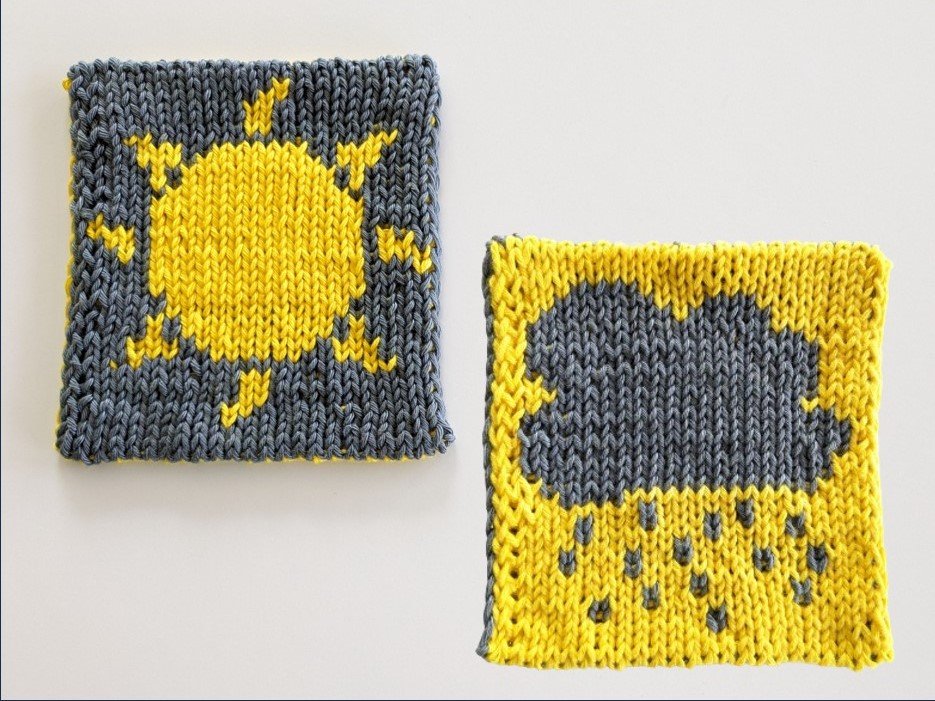 Blog-Inhaltsbild für 'Free knitting pattern for "Moody weather" - as coaster or cleaning pad'