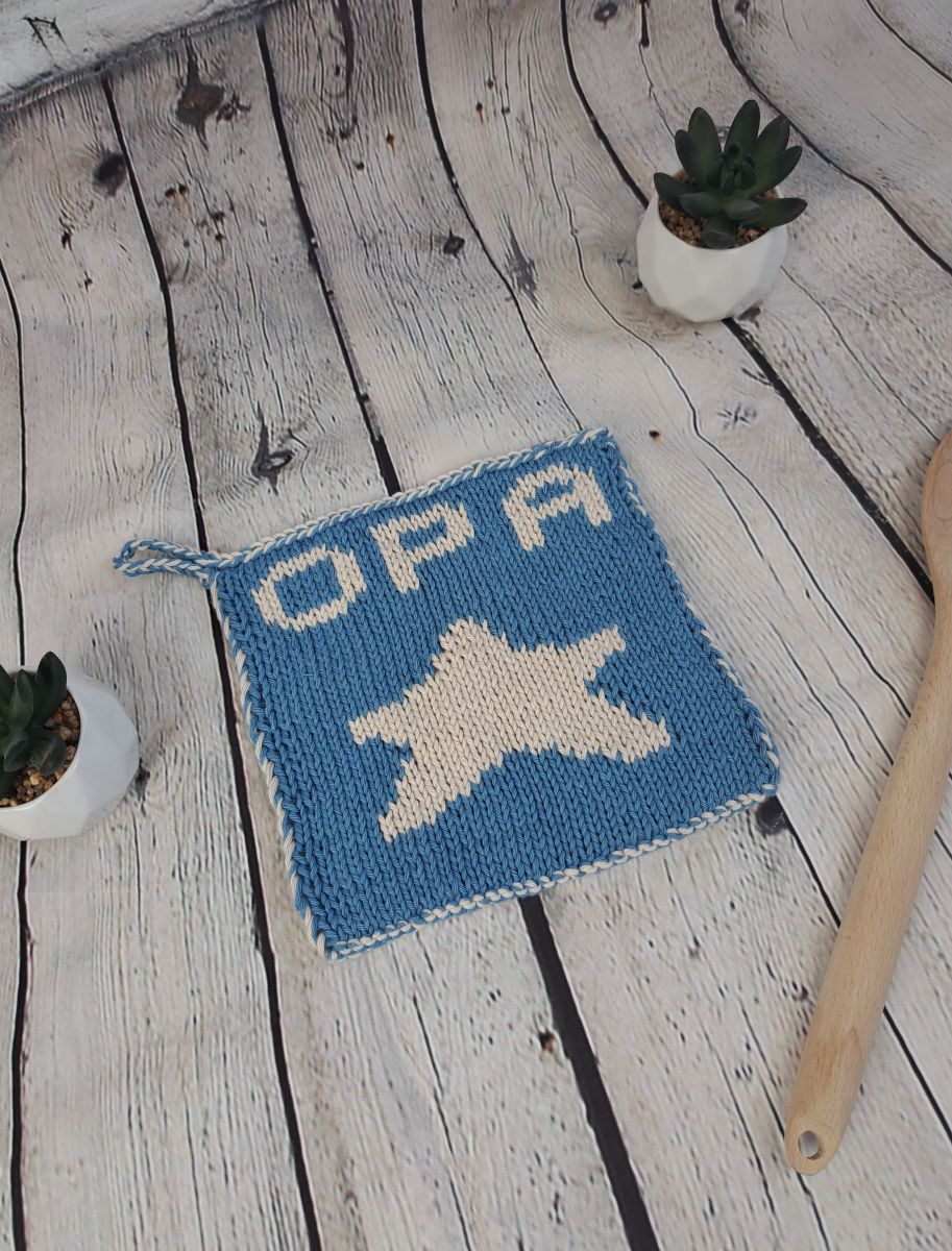 Blog content image for 'Free Knitting Pattern for an Opa Pot holder'