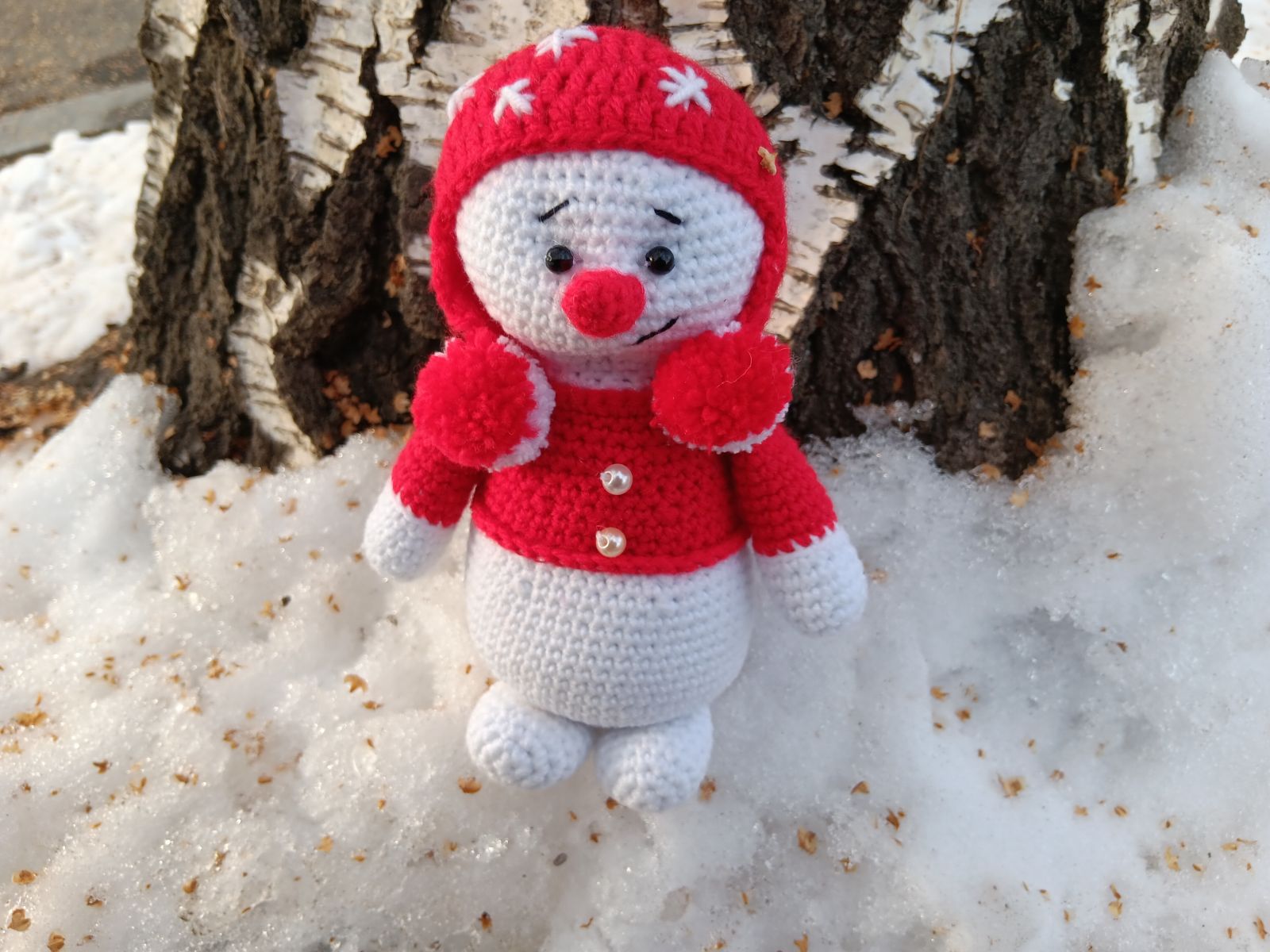 Blog-Inhaltsbild für 'Weihnachtsdeko häkeln. Kostenlose Häkelanleitung für Schneemann'