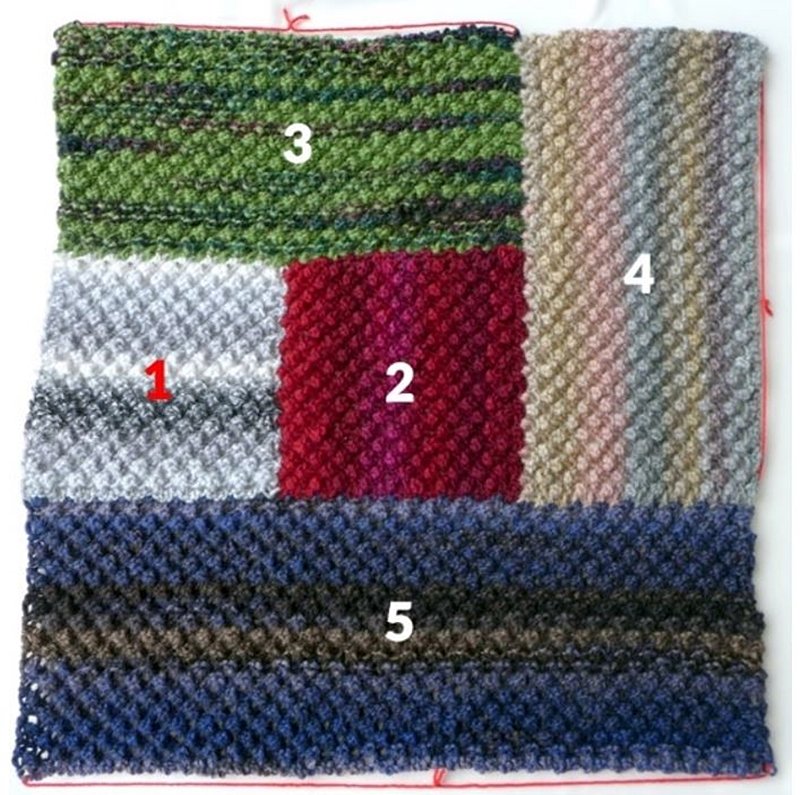 Blog-Inhaltsbild für 'Dornröschen-Patchwork-Decke aus Wollresten - Kostenlose Strickanleitung'