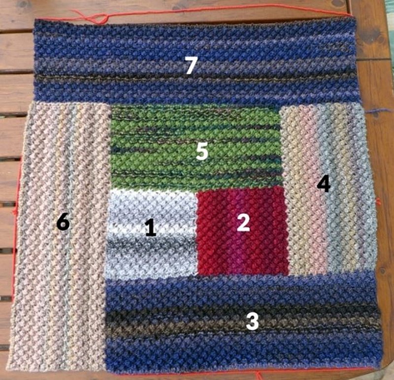 Blog-Inhaltsbild für 'Dornröschen-Patchwork-Decke aus Wollresten - Kostenlose Strickanleitung'