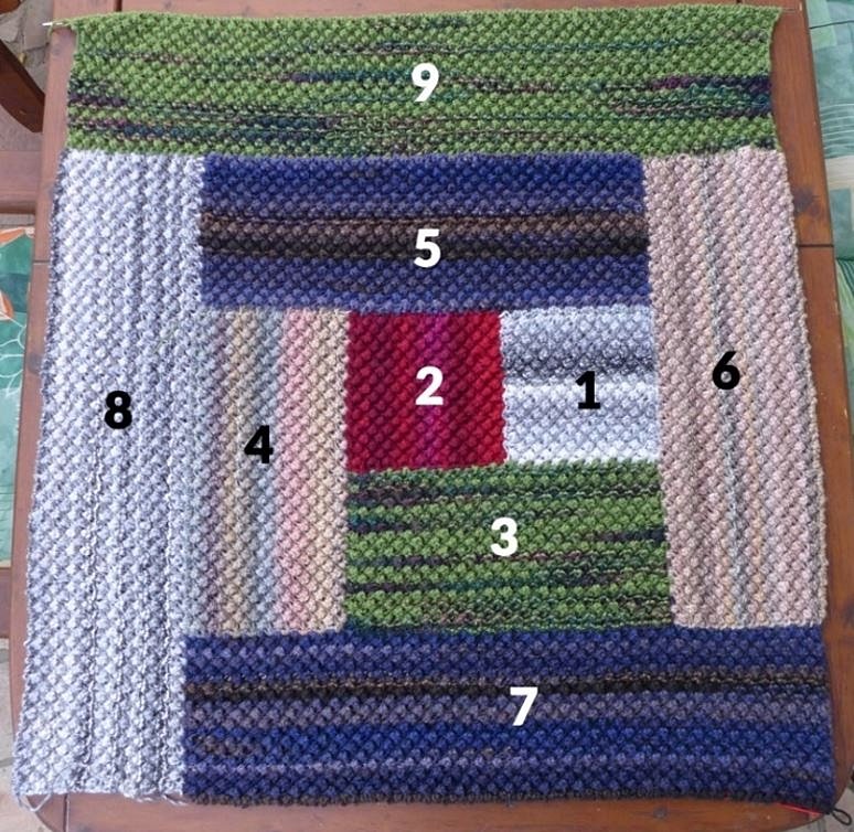 Blog-Inhaltsbild für 'Dornröschen-Patchwork-Decke aus Wollresten - Kostenlose Strickanleitung'