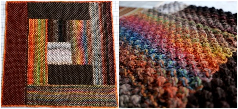 Blog-Inhaltsbild für 'Dornröschen-Patchwork-Decke aus Wollresten - Kostenlose Strickanleitung'