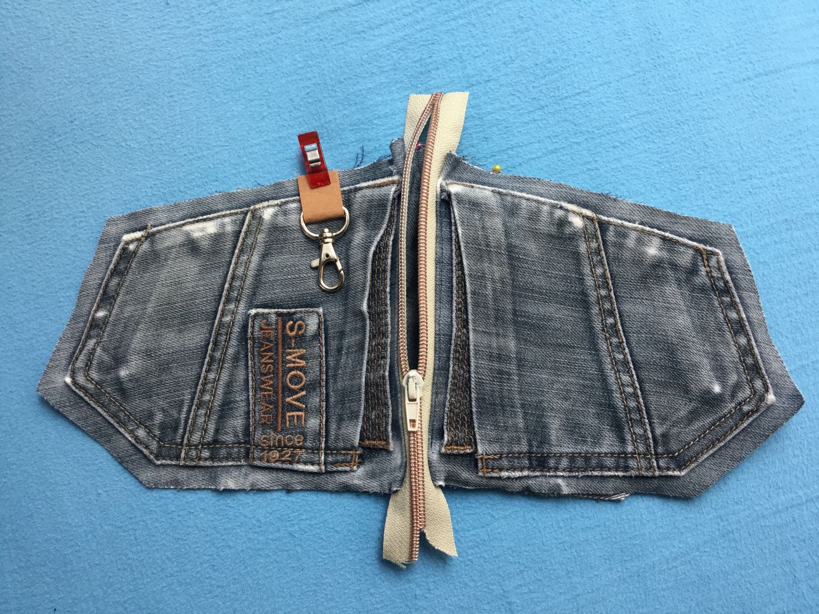 Blog-Inhaltsbild für 'Kostenlose Nähanleitung Jeans Upcycling Täschchen'