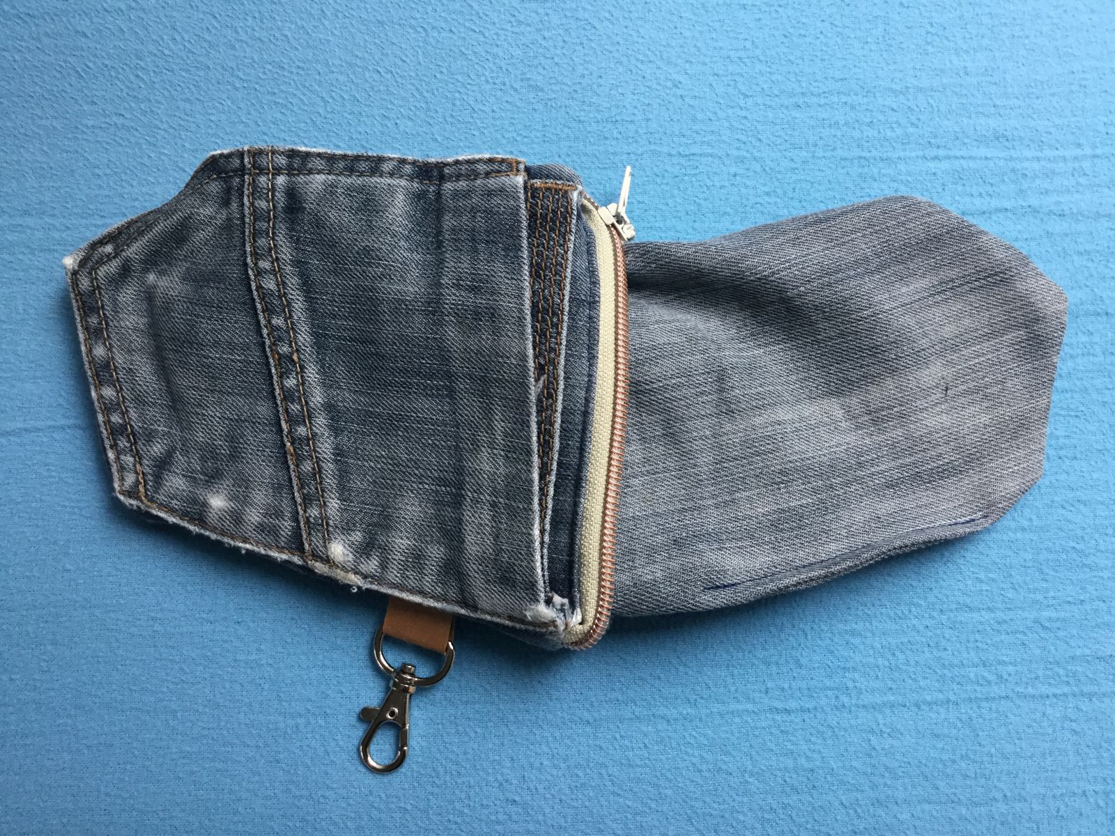Blog-Inhaltsbild für 'Kostenlose Nähanleitung Jeans Upcycling Täschchen'