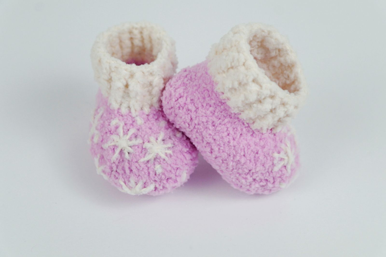 Blog-Inhaltsbild für 'Kostenlose Häkelanleitung für Warme und kuschelige Babyschuhe mit Schneeflocken'