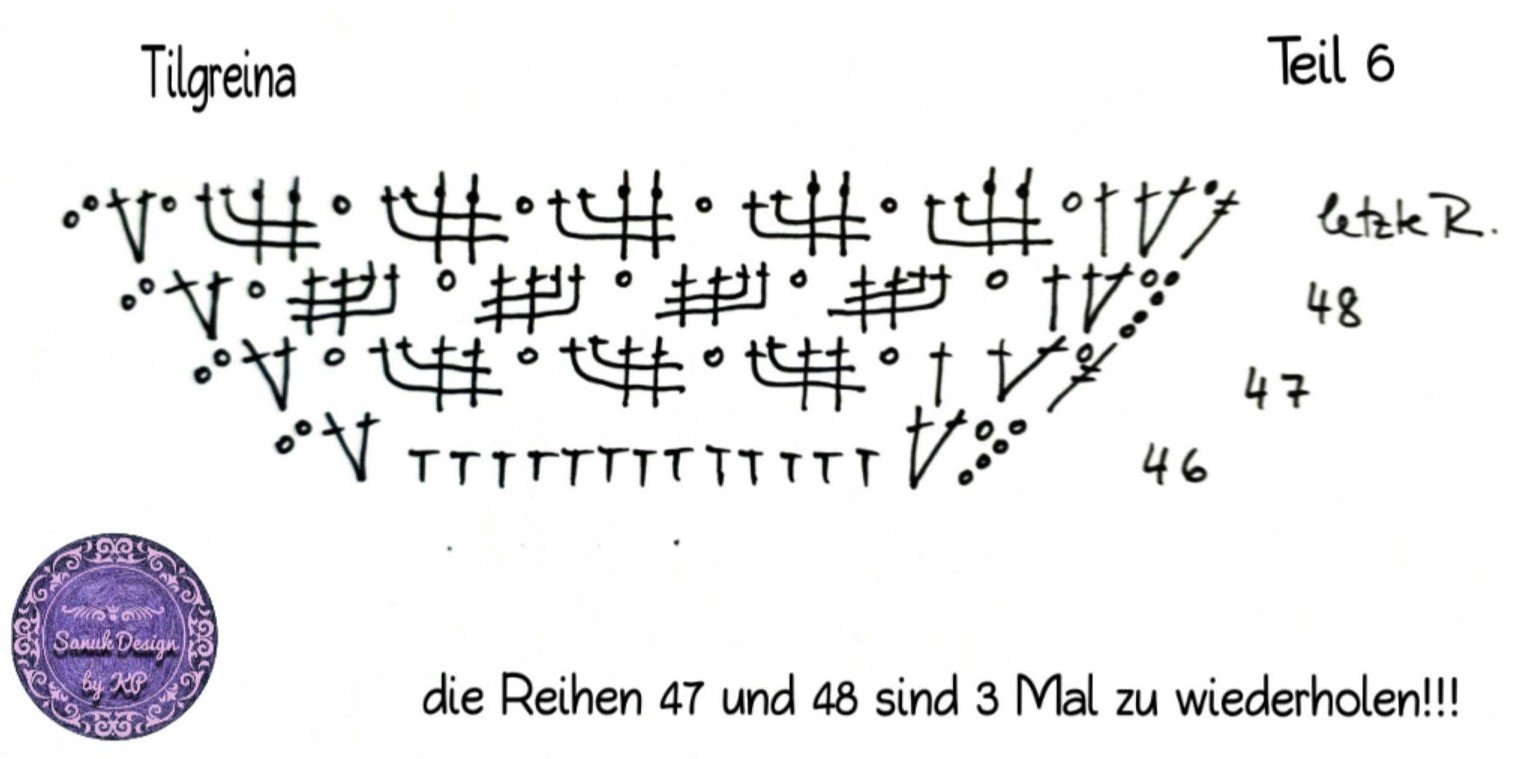 Blog-Inhaltsbild für 'kostenlose Häkelanleitung Tilgreina im Mustermix – da die Muster etwas anspruchsvoller sind, wird dieses Dreiecktuch nicht langweilig'