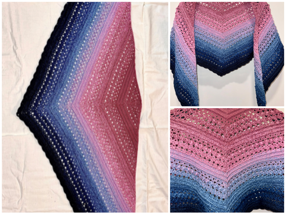 Crochet pattern triangular shawl Eleanor