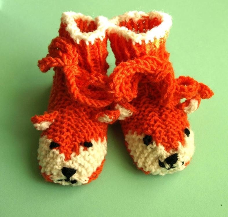 Baby-/Kleinkinderschuhe - Strickanleitung - Füchse