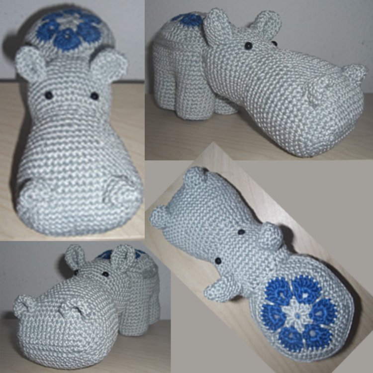 Häkelanleitung Blumenhippo - Amigurumi Hippo