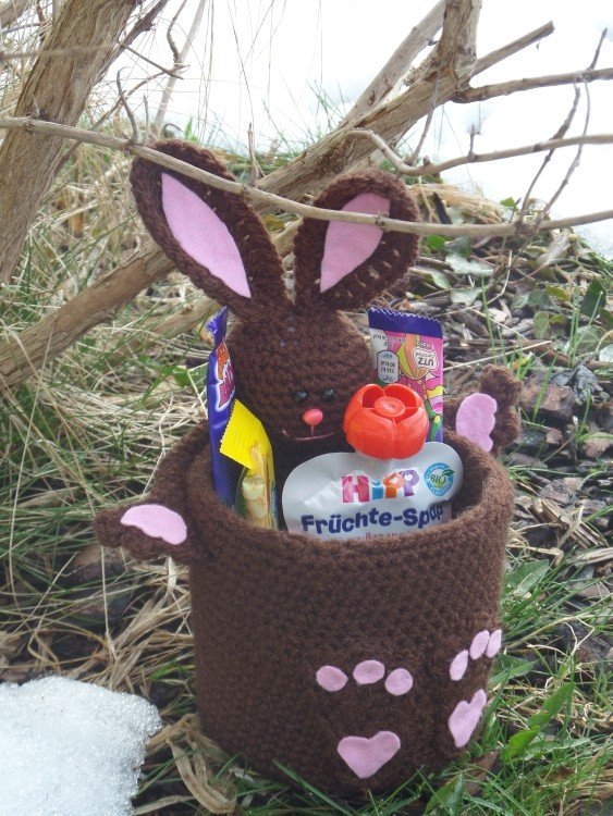 Gehäkeltes Osterkörbchen &quot;Hase&quot; - Häkelanleitung