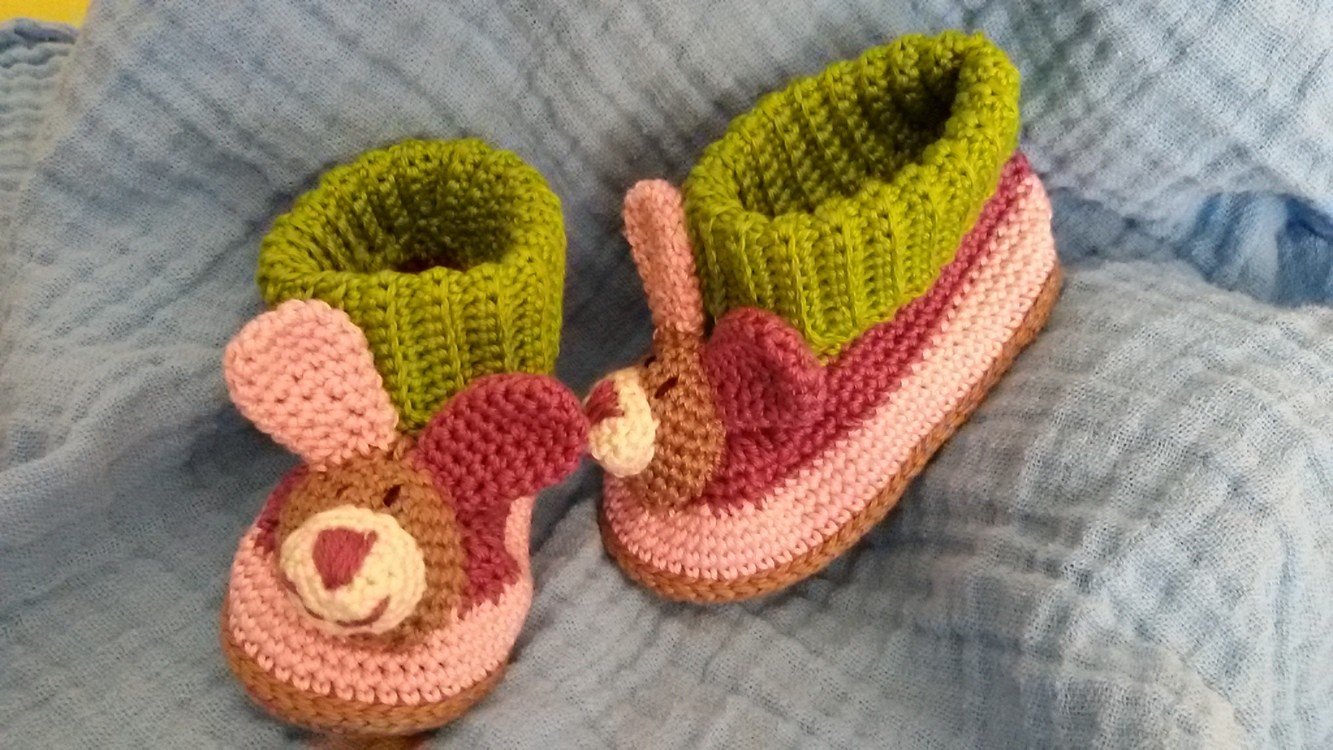 Häkelanleitung Baby-Booties / Babyschuhe Hase - 4 Größen