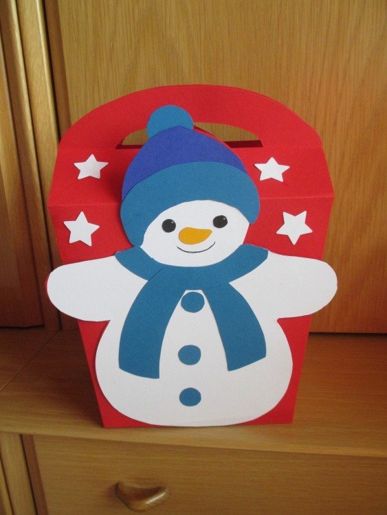 Geschenktasche mit Schneemann – Bastelvorlagen mit Anleitung