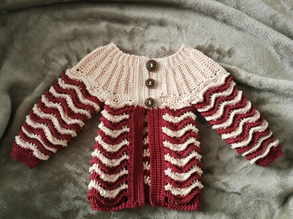 Baby- &amp; Kinderjacke &quot;Seaside&quot;, Gr. 50-128 (Raglan, Wellenmuster)