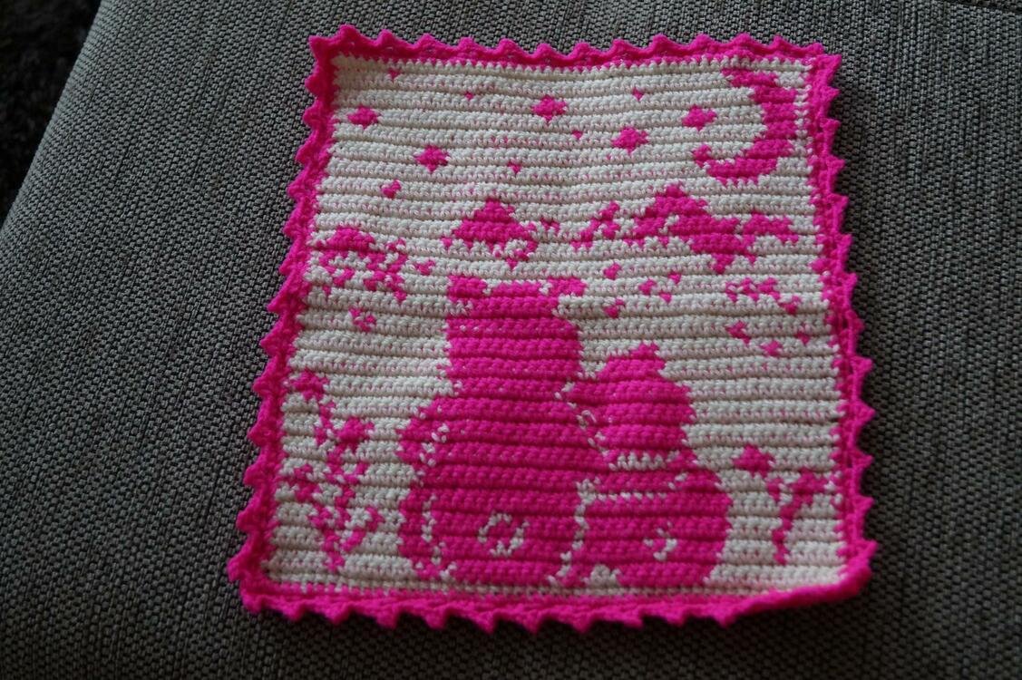 Crochet Pattern Washcloth &quot;Bear Tobi - Night in the mountains&quot;