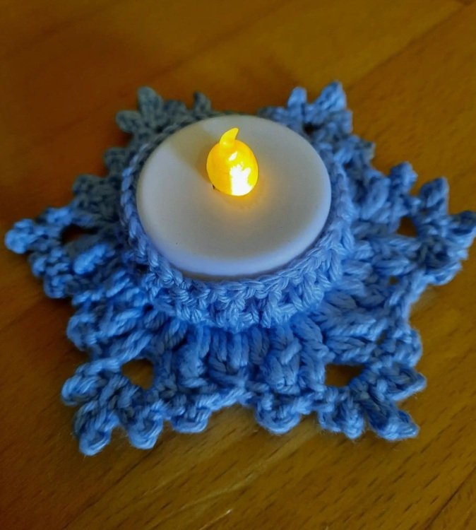 LED tea light holders &quot;Let it Snow&quot; - crochet tutorial