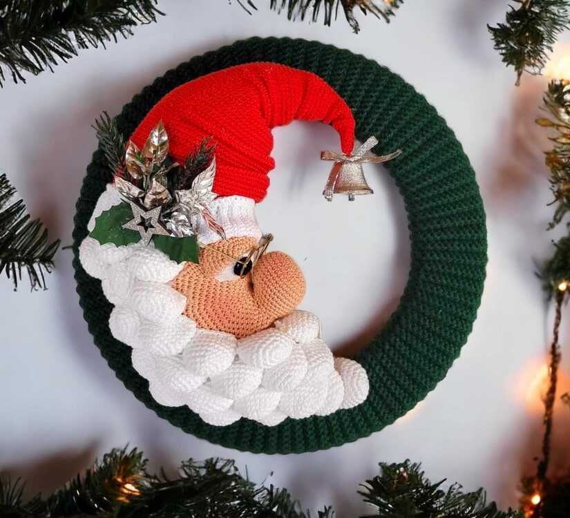 Crochet Pattern Door wreath &quot;Santa Claus&quot;