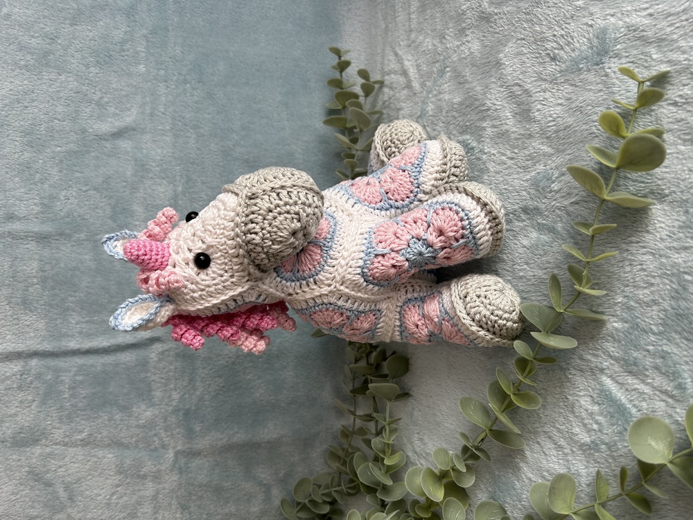 Einhorn mit African Flowers Häkelanleitung als PDF DYN