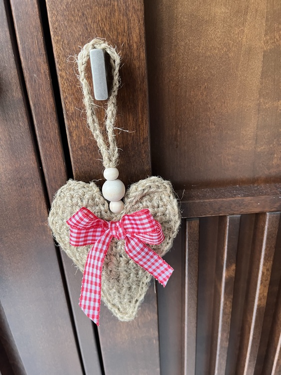 Farmhouse Burlap Heart - cottage decoration made of jute