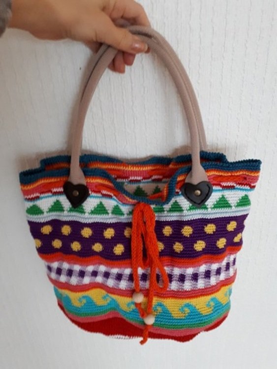 Shopper Tasche kunterbunt Häkelanleitung