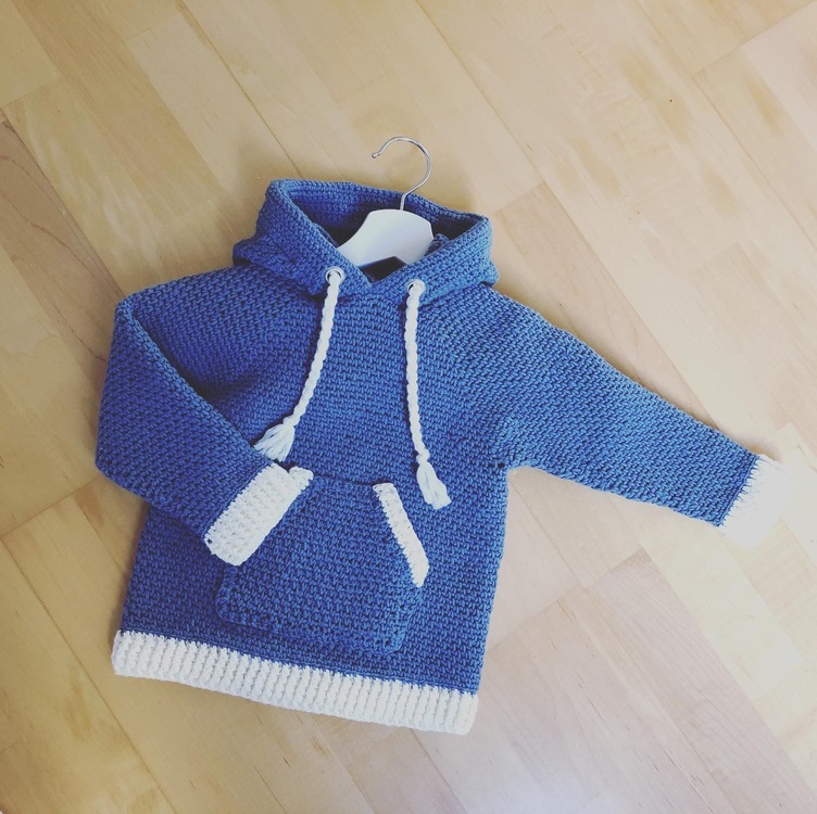 Hoodie &quot;Jeans&quot;, Kinder (Gr. 98-152, stricklook, Link zum Video)