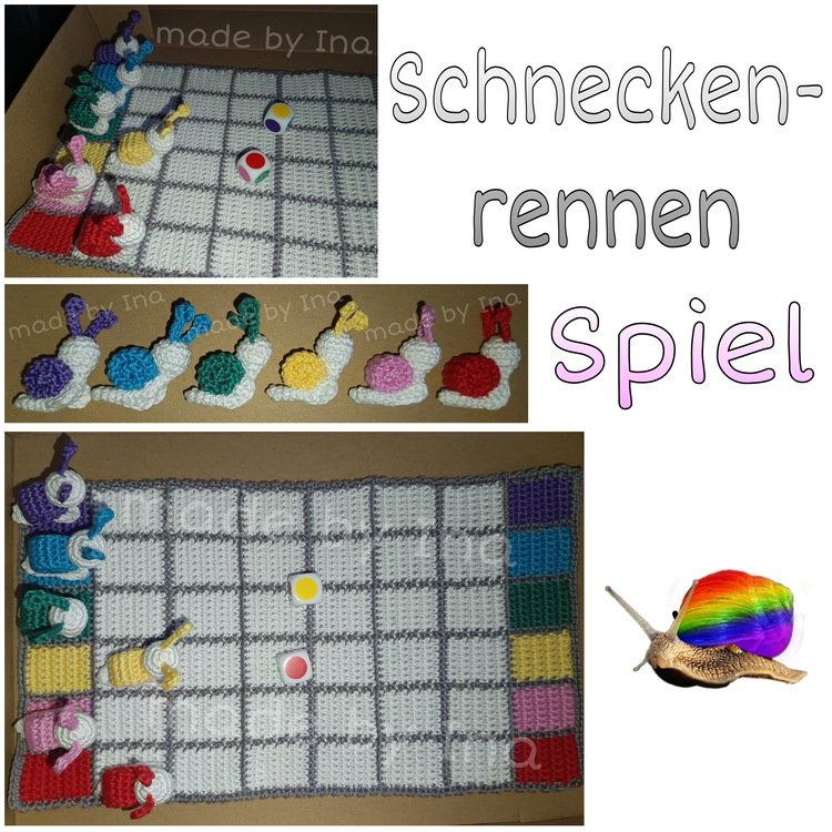 Häkelanleitung für ein lustiges Kinderspiel &quot;Schneckenrennen&quot;