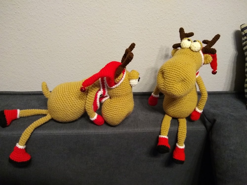 Häkelanleitung Amigurumi / *Rentier Rudy* Kantenhocker / Weihnachten