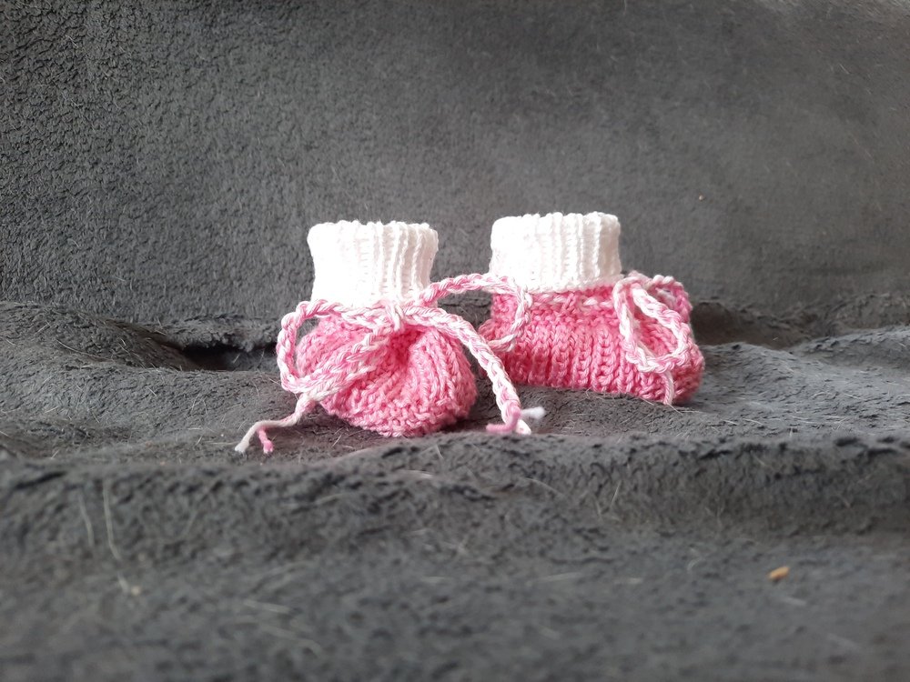 Strickanleitung Babyschuhe, Booties, Sohlenlänge ca. 11 cm, Patentmuster