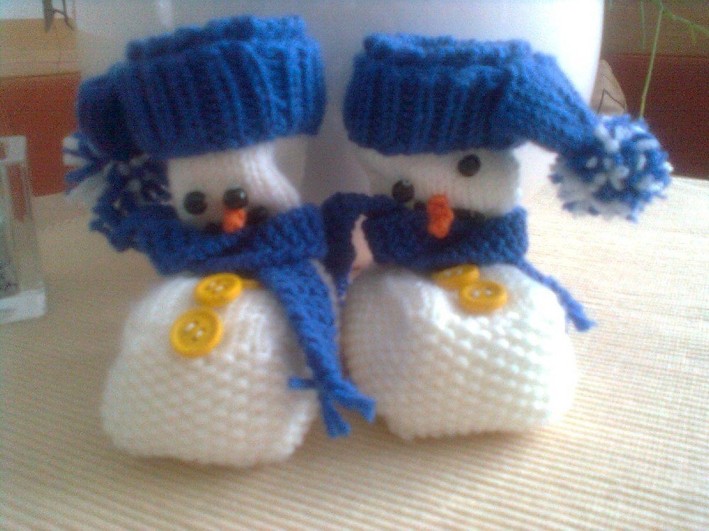 Strickanleitung Babystiefelchen &quot;Schneemann&quot; in 4 Größen