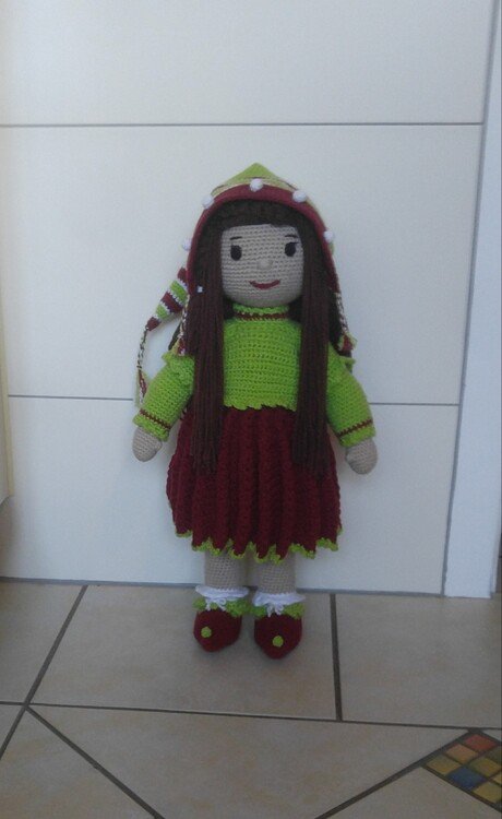 Häkelanleitung Amigurumi / Puppe Mia im Weihnachts-Elfen Outfit / Weihnachten