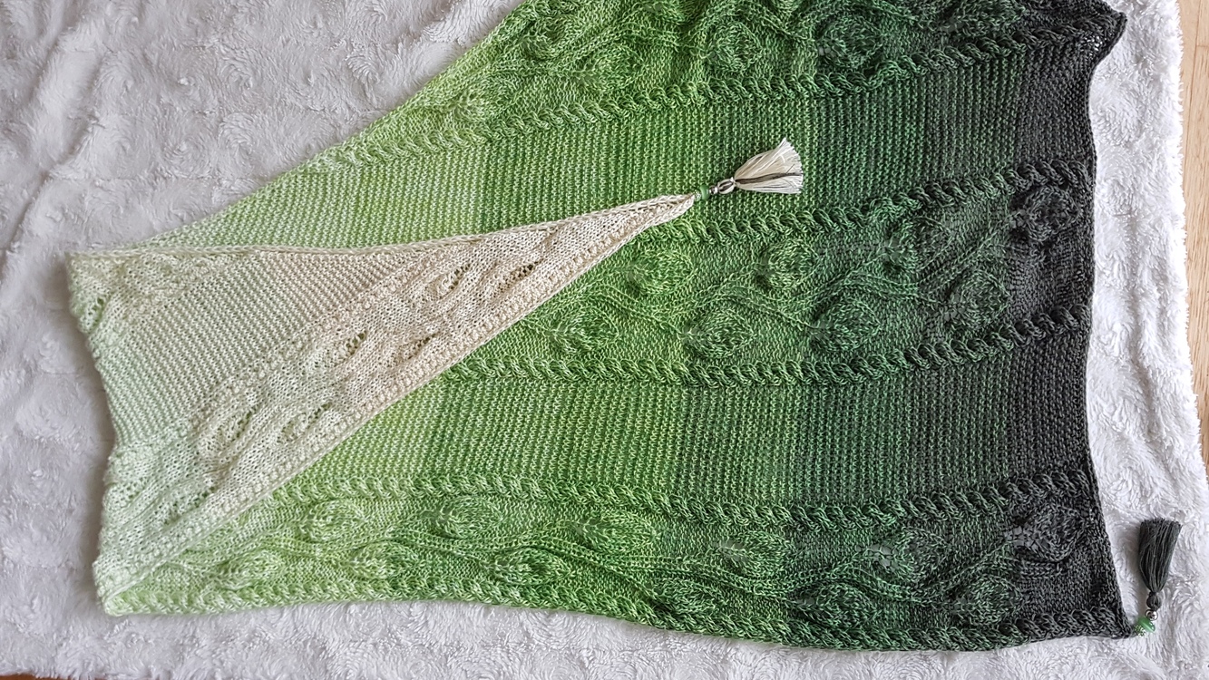 Strickanleitung Tuch Minas Tirith - Dreieckstuch mit Blätterranke