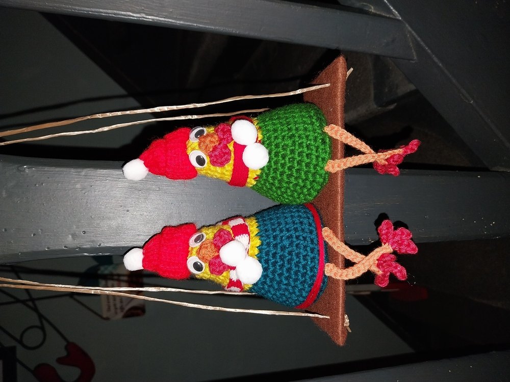 Edge stool and hanging decoration the chickens on the perch