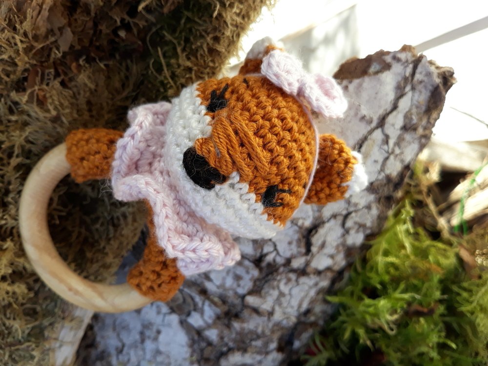 crochet pattern baby rattle fox