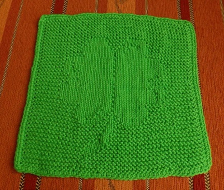 Knitting Pattern Little Dishcloth &quot;Lucky Clover&quot; - easy