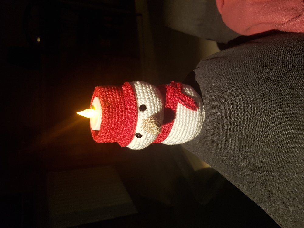 Tealight Holder - Snowman - Crochet Pattern