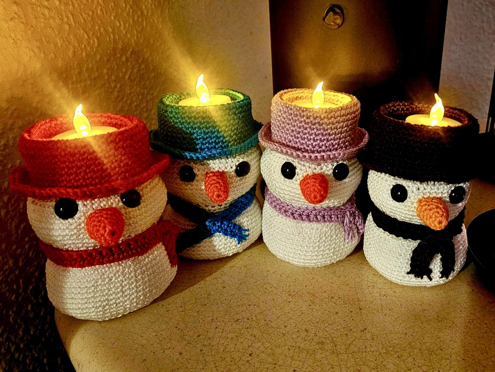 Tealight Holder - Snowman - Crochet Pattern