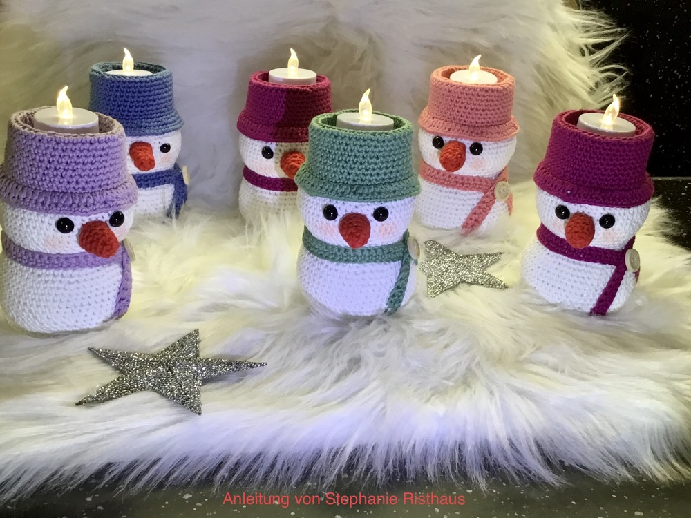 Tealight Holder - Snowman - Crochet Pattern