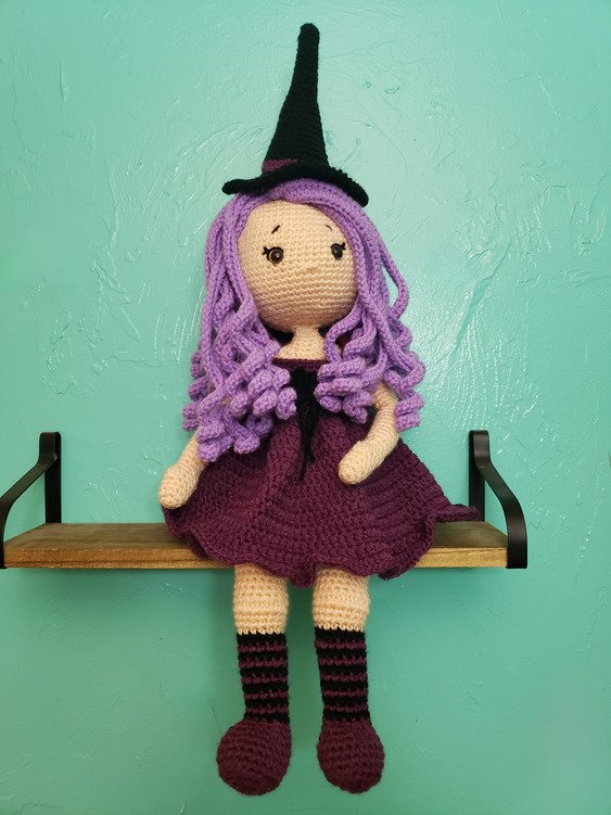 Crochet pattern doll Amigurumi doll The little witch Margaret and Cat