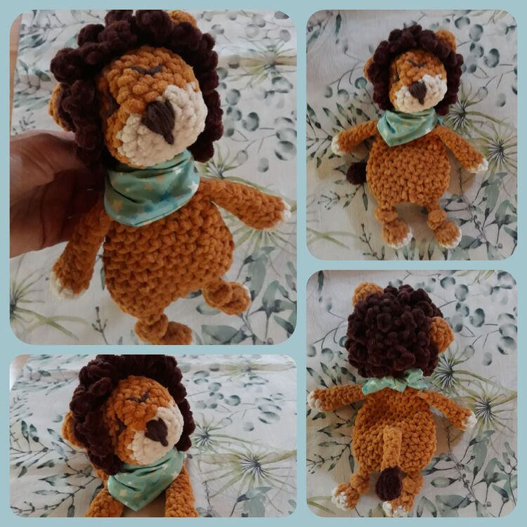 Lion crochet pattern. Lion snuggler. Lion lovey with knotted legs