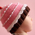 Cupcake Hat with a Cherry Crochet Pattern, 3 Size 