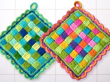 Mosaic Granny Potholders - Mix, Patterns