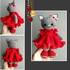 Amigurumi cat with frilly dress 17 cm tall (19 cm including ears)