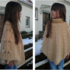 Poncho-Pullover mit Eulen und Zöpfen Gr. 116/122/128