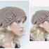 Beanie "mylovely", Strickmütze mit 3-D-Häkelblume, Hänger, slouchy