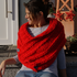 Schal-Poncho Red mit Zöpfchenmuster