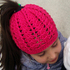 Messy bun hat for runners Ponytail beanie for girls and women Running toque Winter cap with hair hole