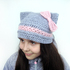 Cat hat with bow, Kitty ears hat